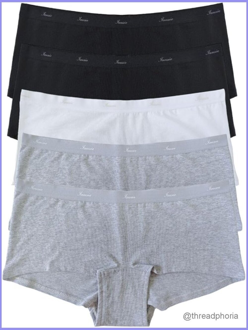 Organic Cotton Boyshort Panties Sporty Boxer Briefs 5-Pack